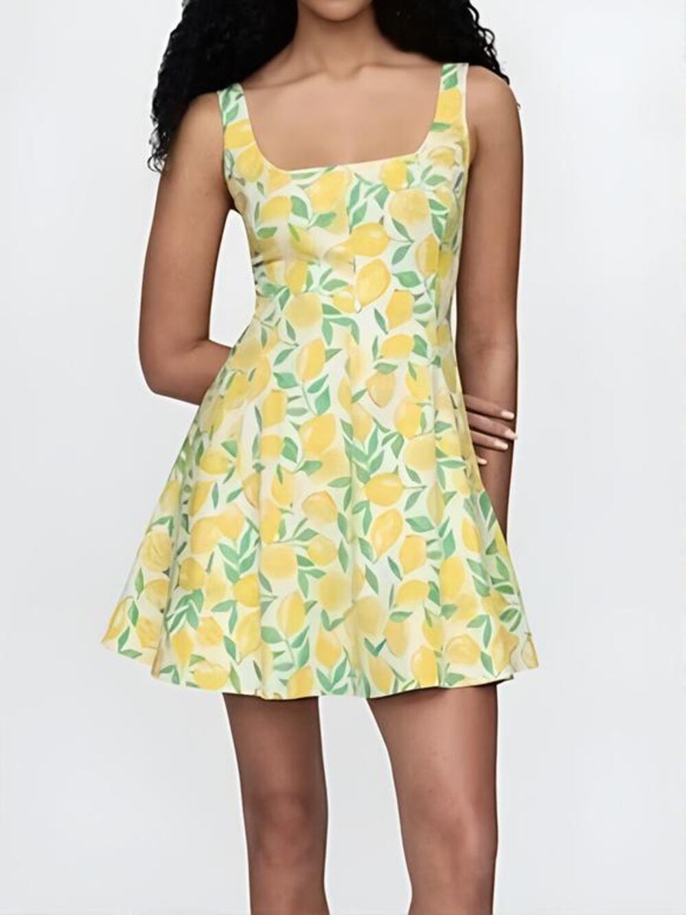 Gap Spring Lemon Print Linen Blend Mini Dress M NWT